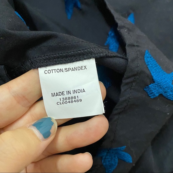 eShakti Black Blue Fit n Flare Sparrow Dress - Picture 9 of 9